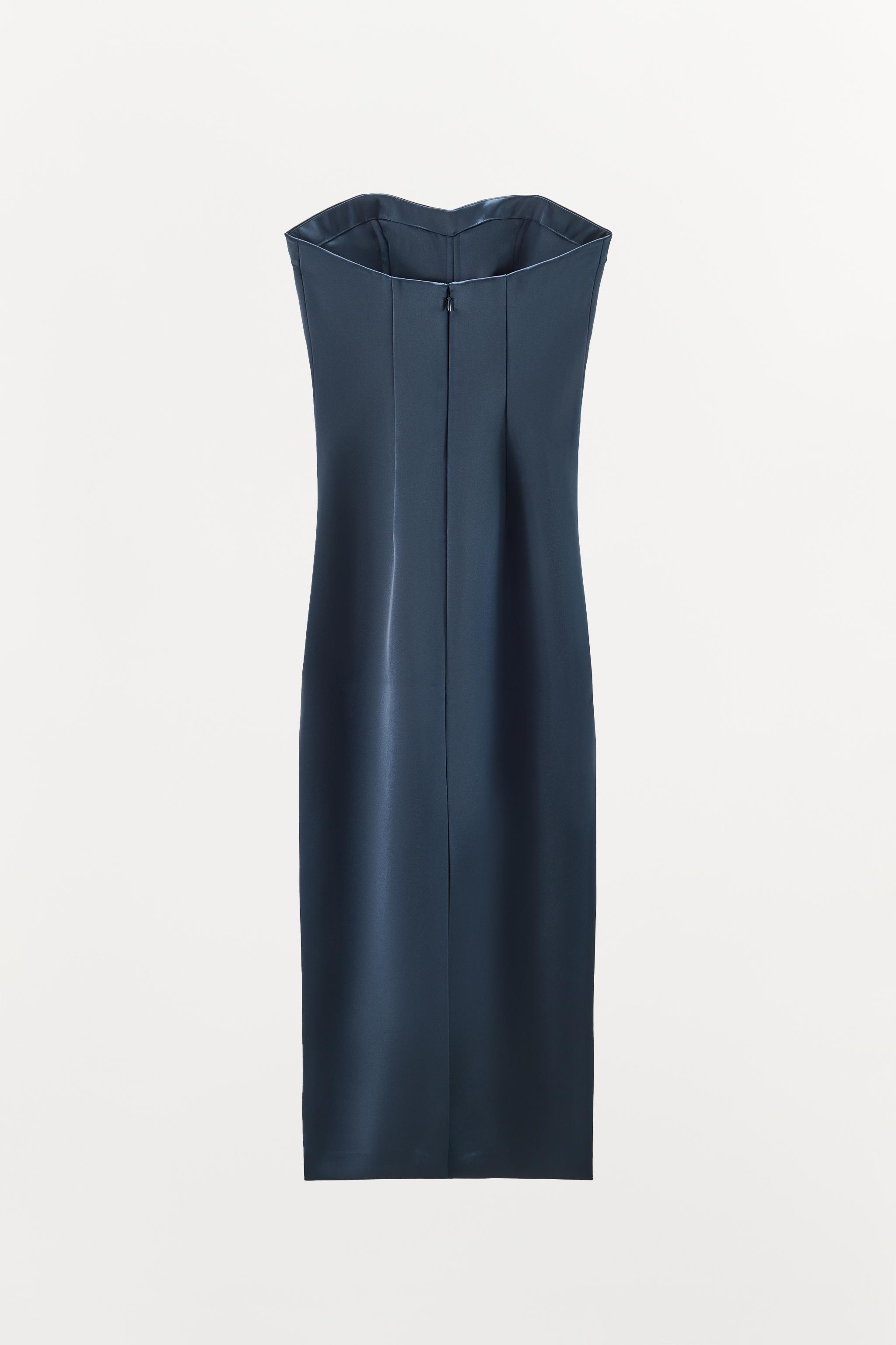 SATIN EFFECT STRAPLESS DRESS